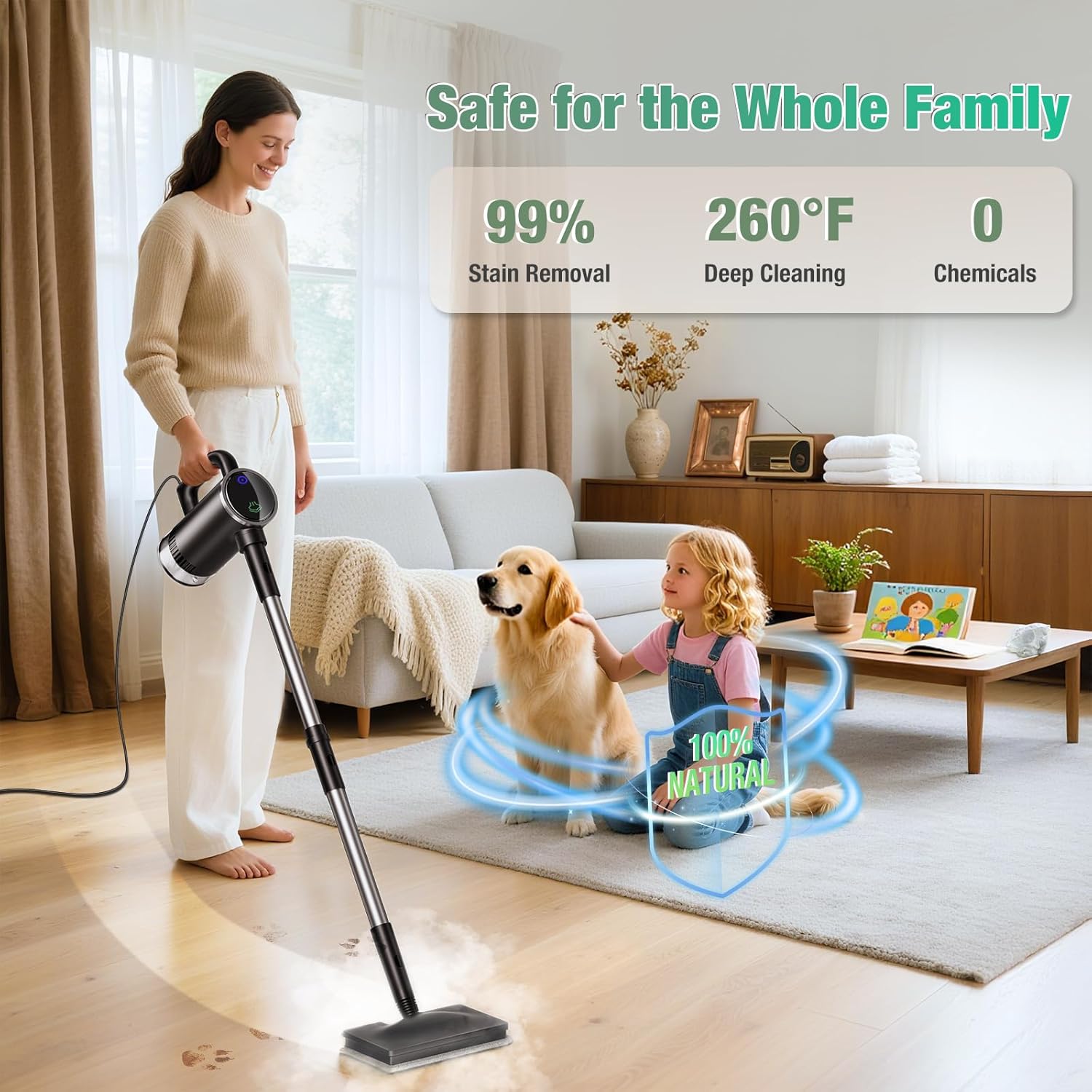 Detalle 2 de 11-in-1 Steam Mop Detachable Handheld Steam Cleaner