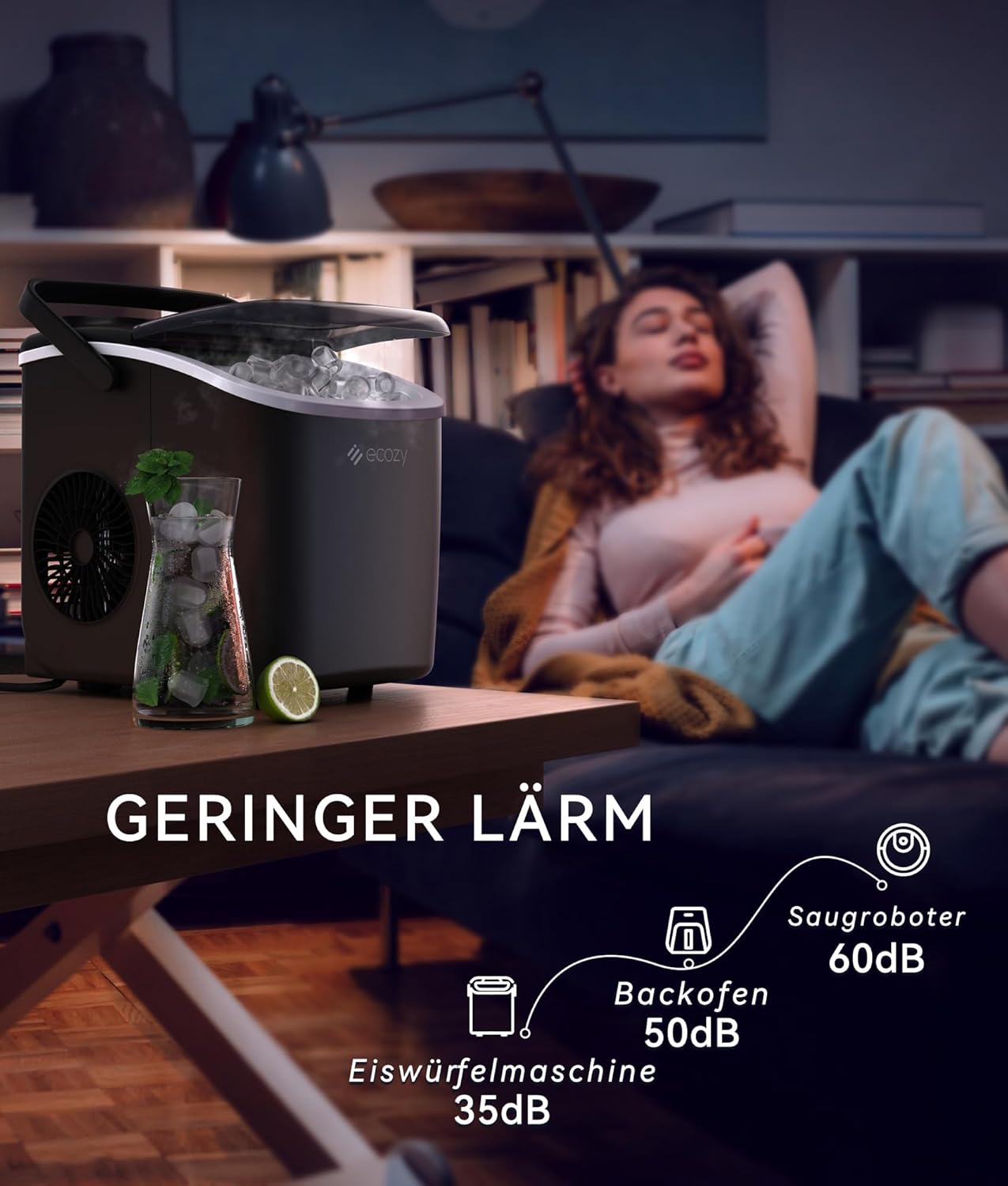 Thumbnail 4 de Ecozy Eiswürfelmaschine Klein – selbstreinigender Ice Maker mit 2 Eisgrößen