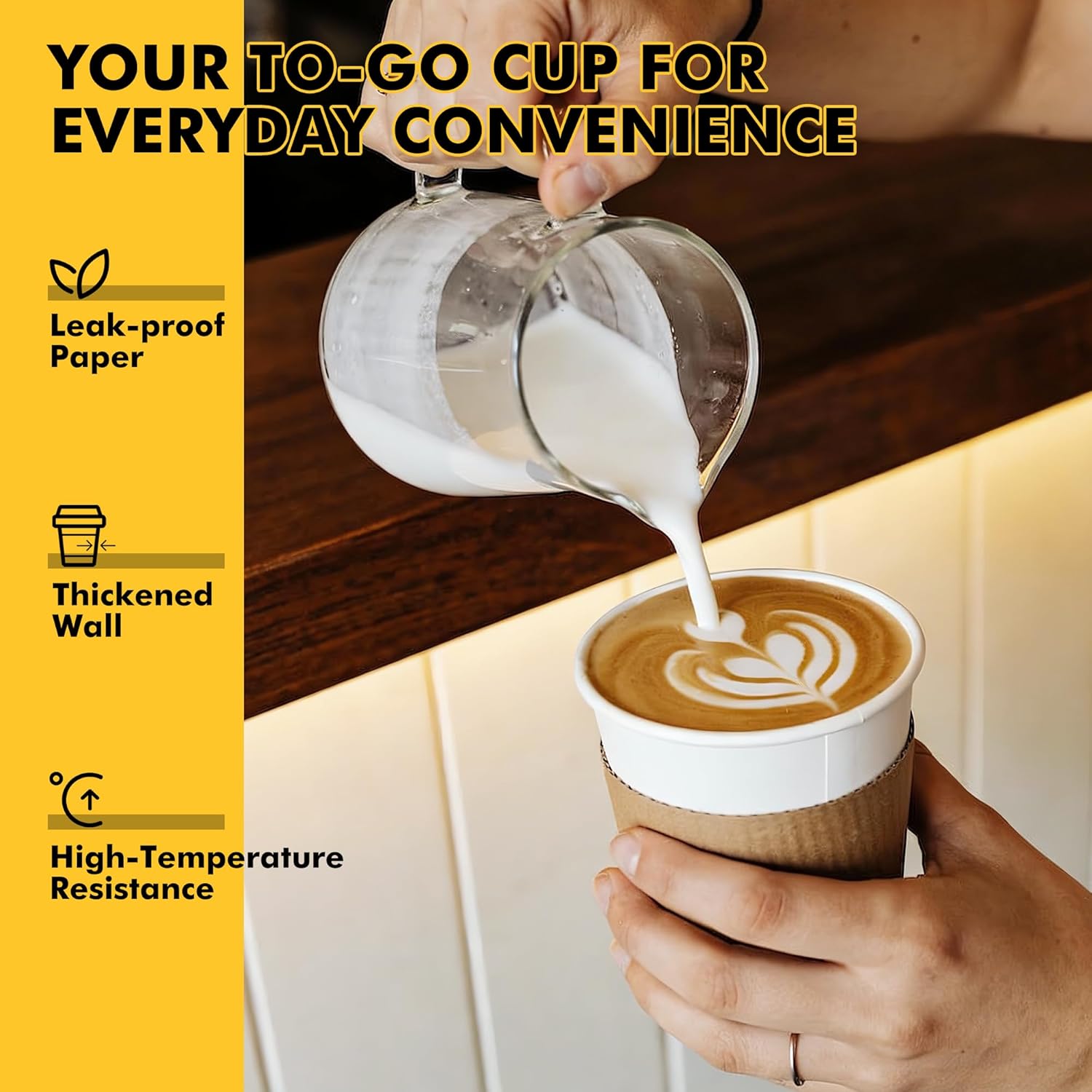 Thumbnail 4 de RACETOP 12 oz Disposable Paper Coffee Cups (100 Pack) with Lids, Sleeves & Stirring Sticks