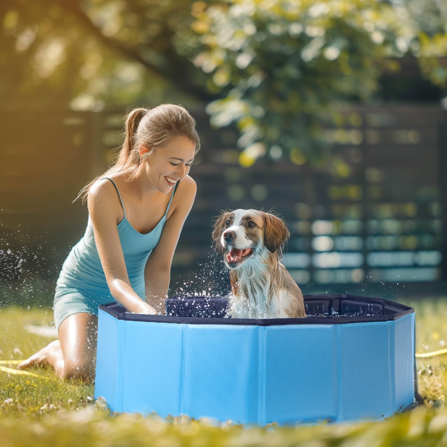 Thumbnail 1 de Nobleza Piscine pour chien rigide pliable en PP et PVC – baignoire 80×20 cm (S) bleu