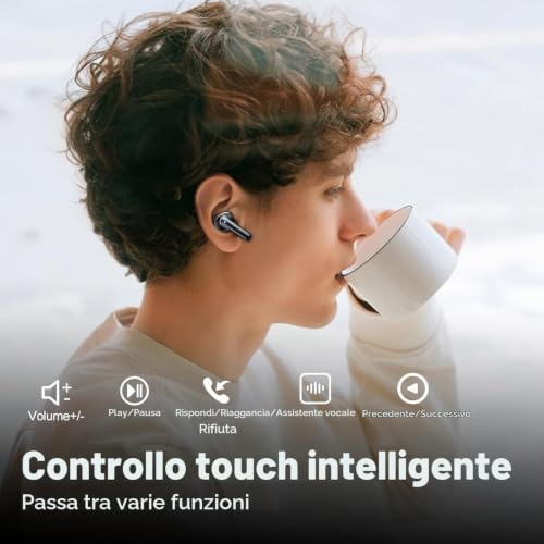 Detalle 2 de Nerunsa 2026 Cuffie Bluetooth 5.4 con HiFi, ENC a 4 microfoni e IPX7