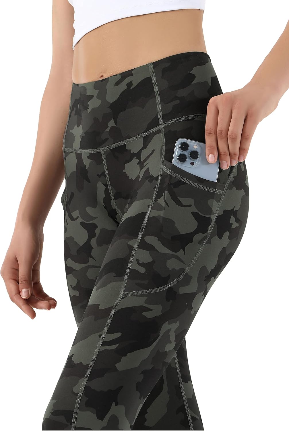 Detalle de OVRUNS Yoga Pants for Women – High Waist Gym Leggings with Pockets
