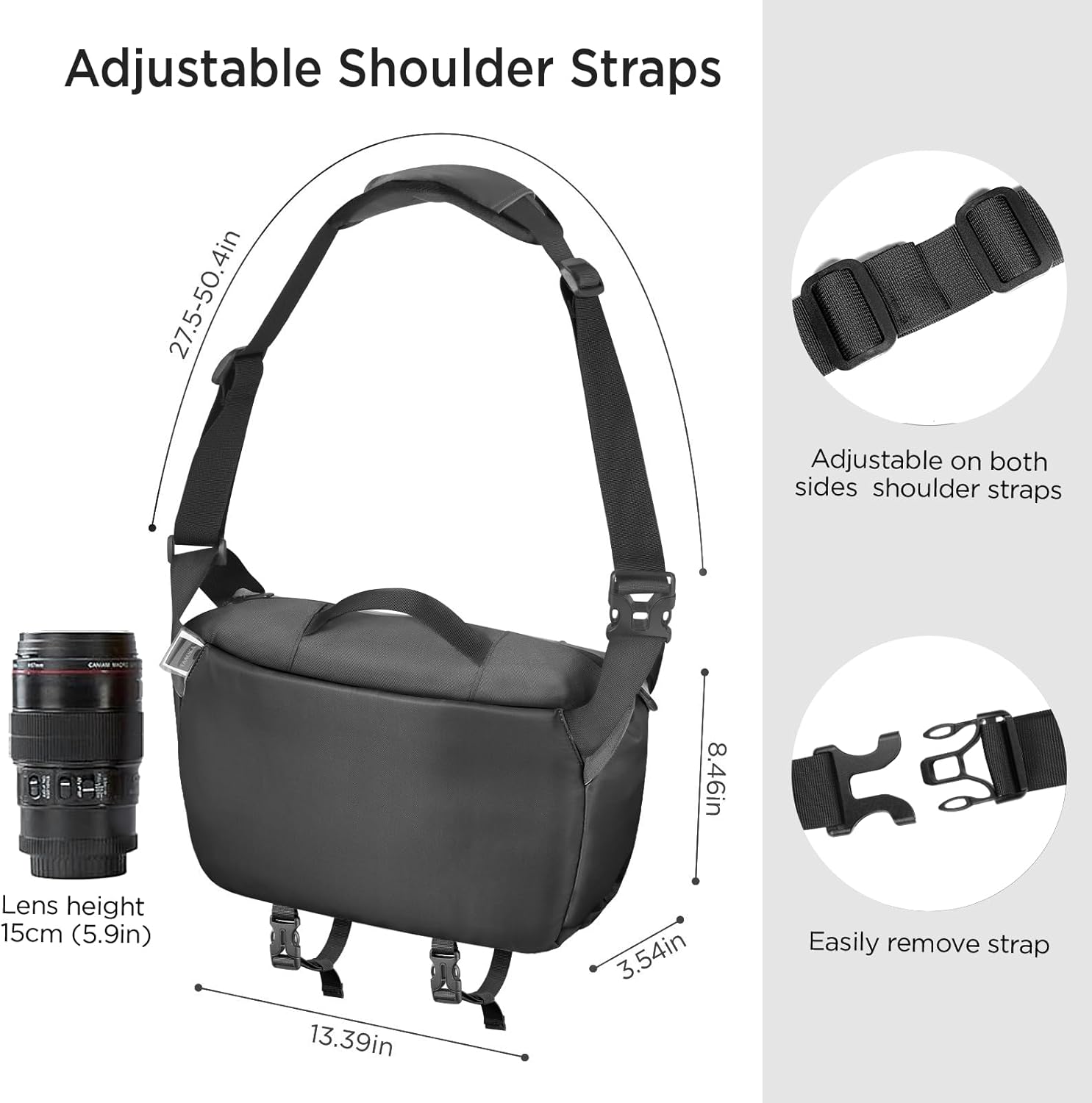 Detalle de TAAOKA Camera Sling Bag: Waterproof Crossbody Case for DSLR/SLR/Mirrorless with Tripod Holder