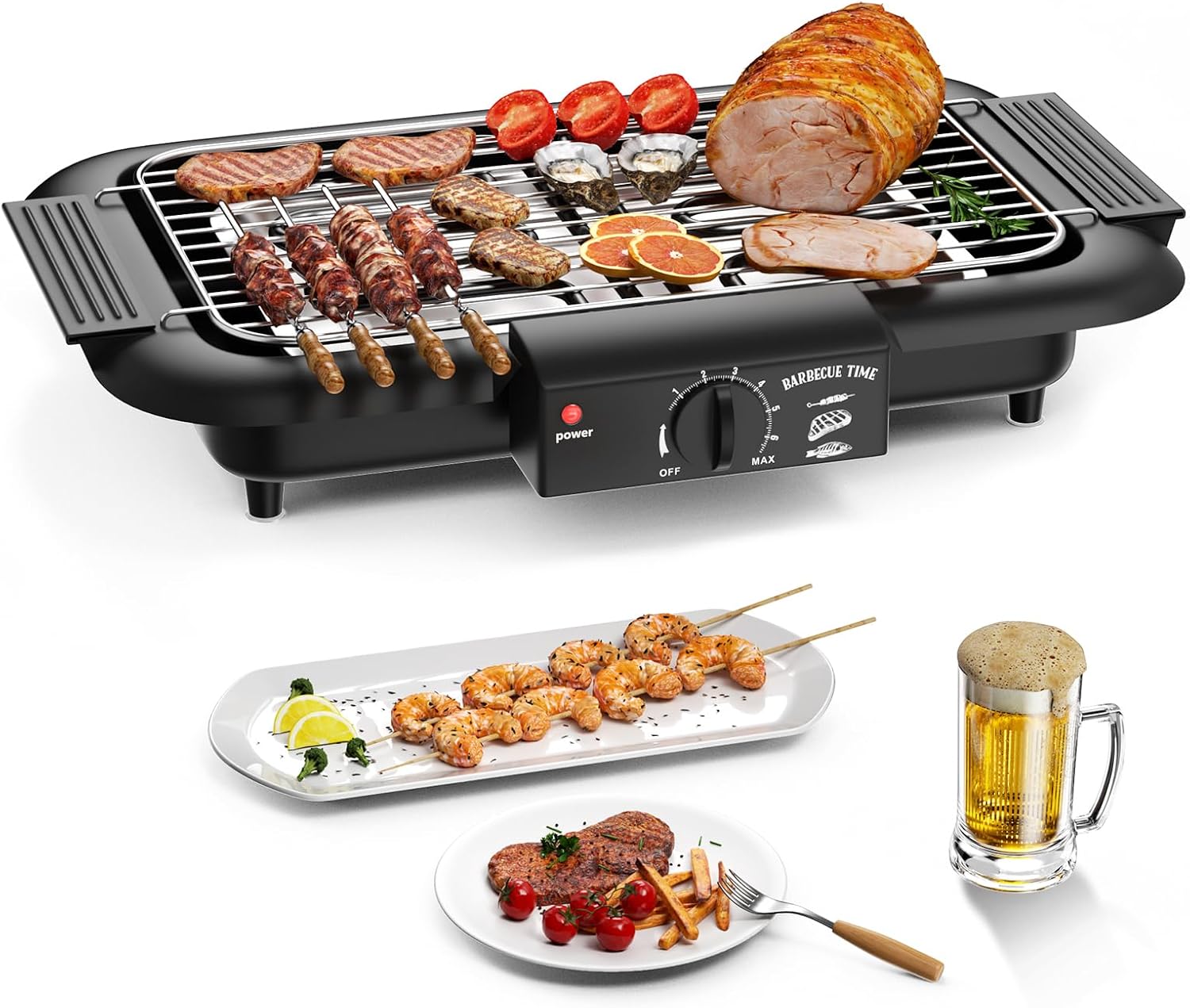 Thumbnail 6 de Barbecue elettrico 2000 W con griglia portatile antiaderente, senza fumo – rosso D