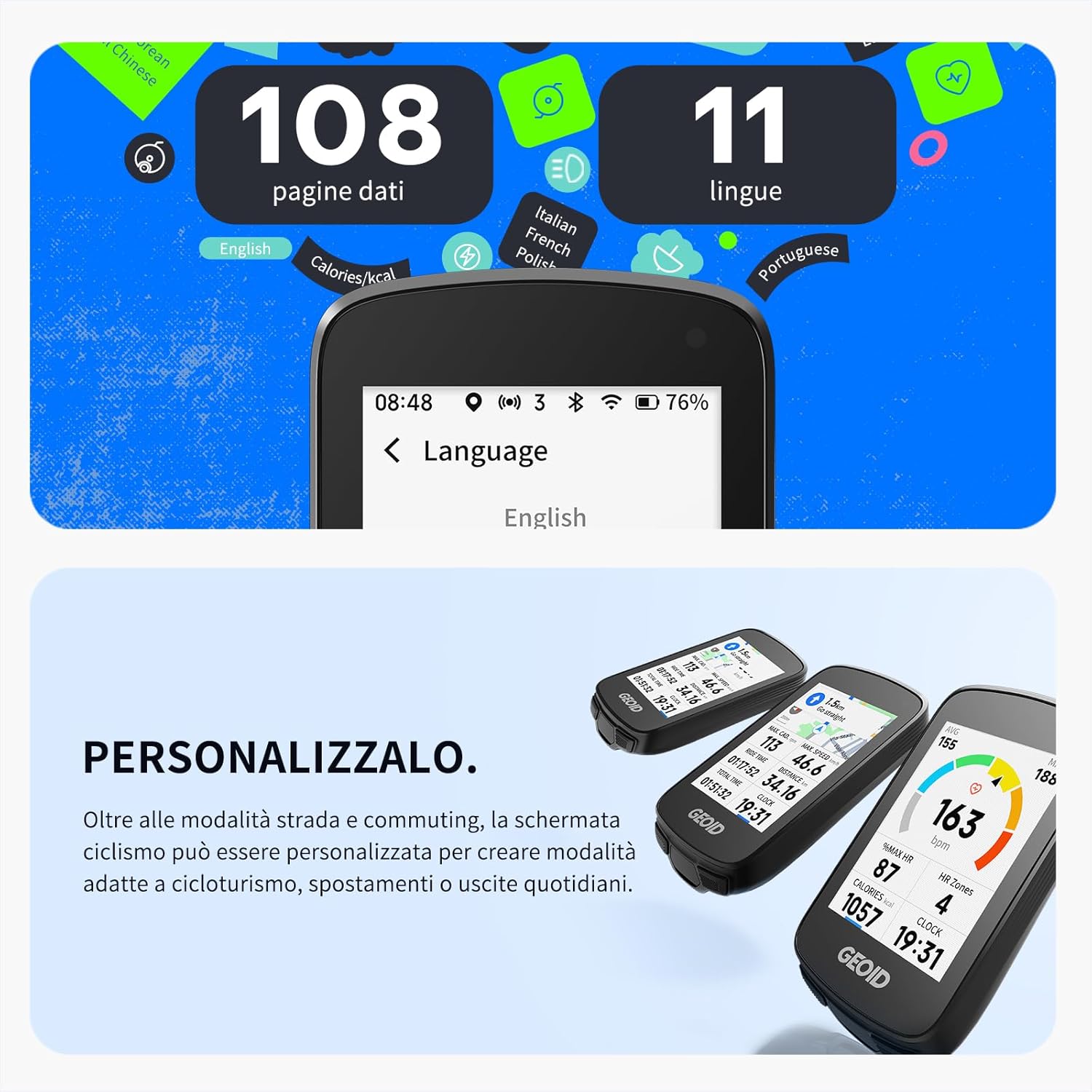 Thumbnail 6 de GEOID CC700 Pro: GPS Ciclocomputer Touchscreen 2,8" con Mappe Complete e Impermeabile IPX7