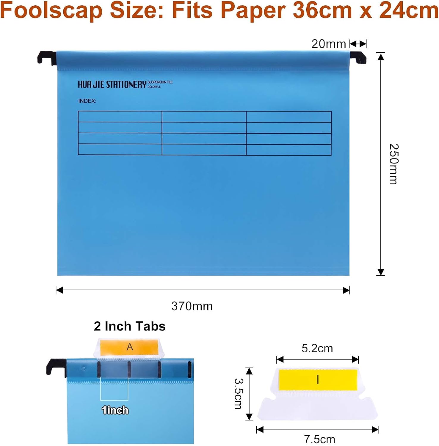 Thumbnail 1 de Lot de 12 dossiers suspendus Foolscap Srvnpioy en polypropylène bleu (format grand) avec onglets et inserts