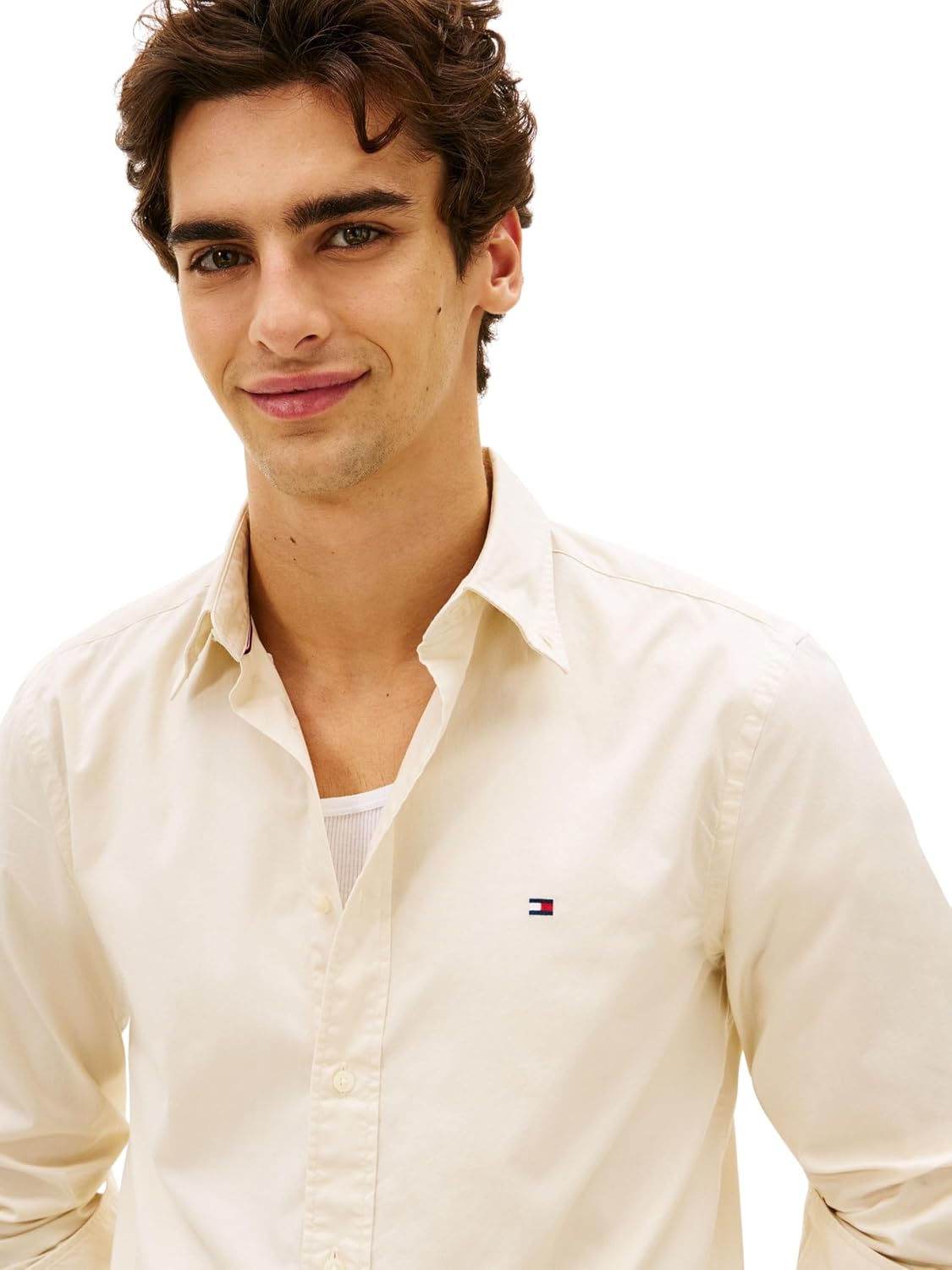 Detalle de Tommy Hilfiger Herren Hemd „Flex Poplin Solid“ Regular Fit