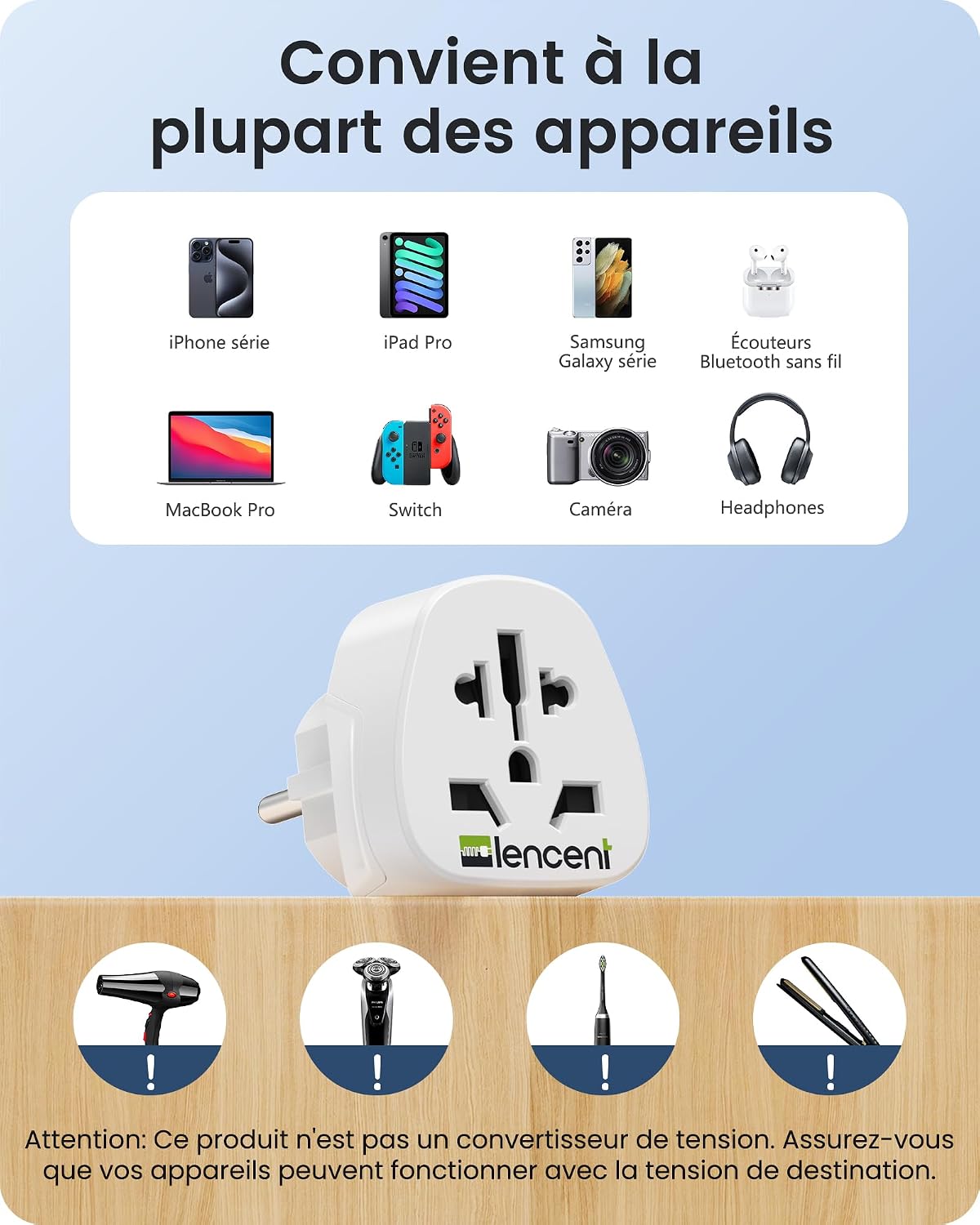 Thumbnail 5 de LENCENT 2X adaptateur universel France 🔌