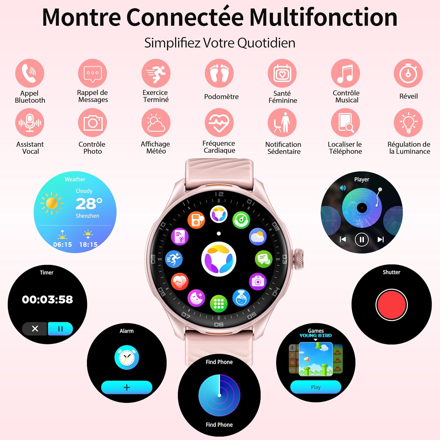 Detalle 2 de OUKITEL Montre connectée Femme 1,39"