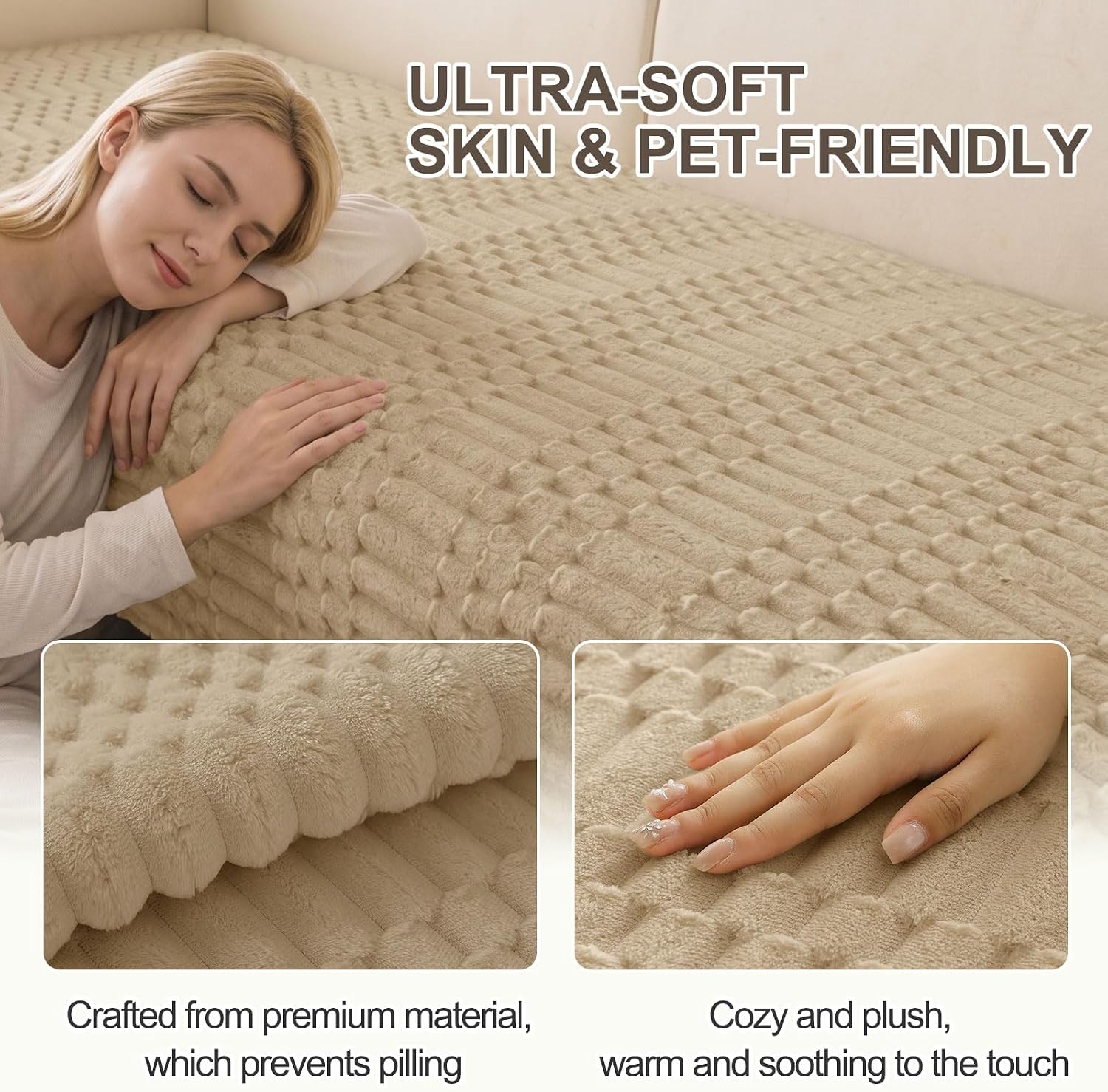 Thumbnail 4 de Smiry FLRCWDZ08 Waterproof Dog Couch Cover, Washable Flannel, Non-Slip