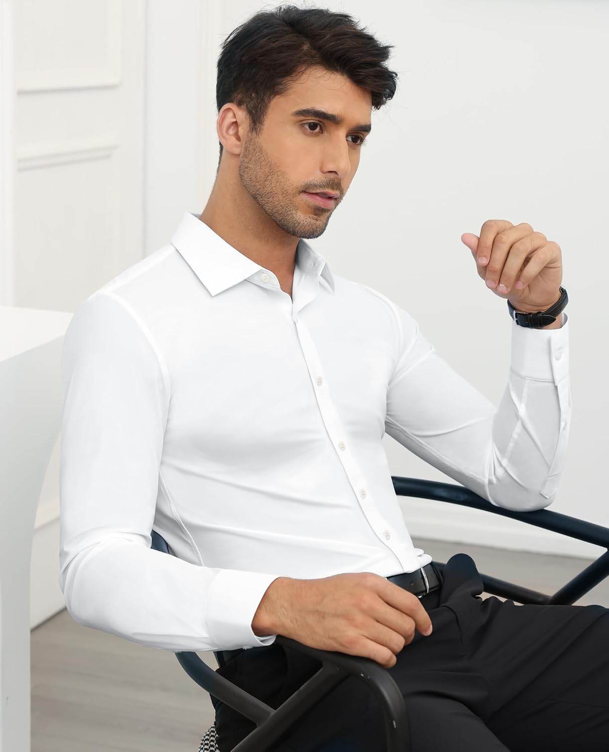 Detalle 1 de Lion Nardo Stretch Slim Fit Dress Shirt — Long Sleeve 👔