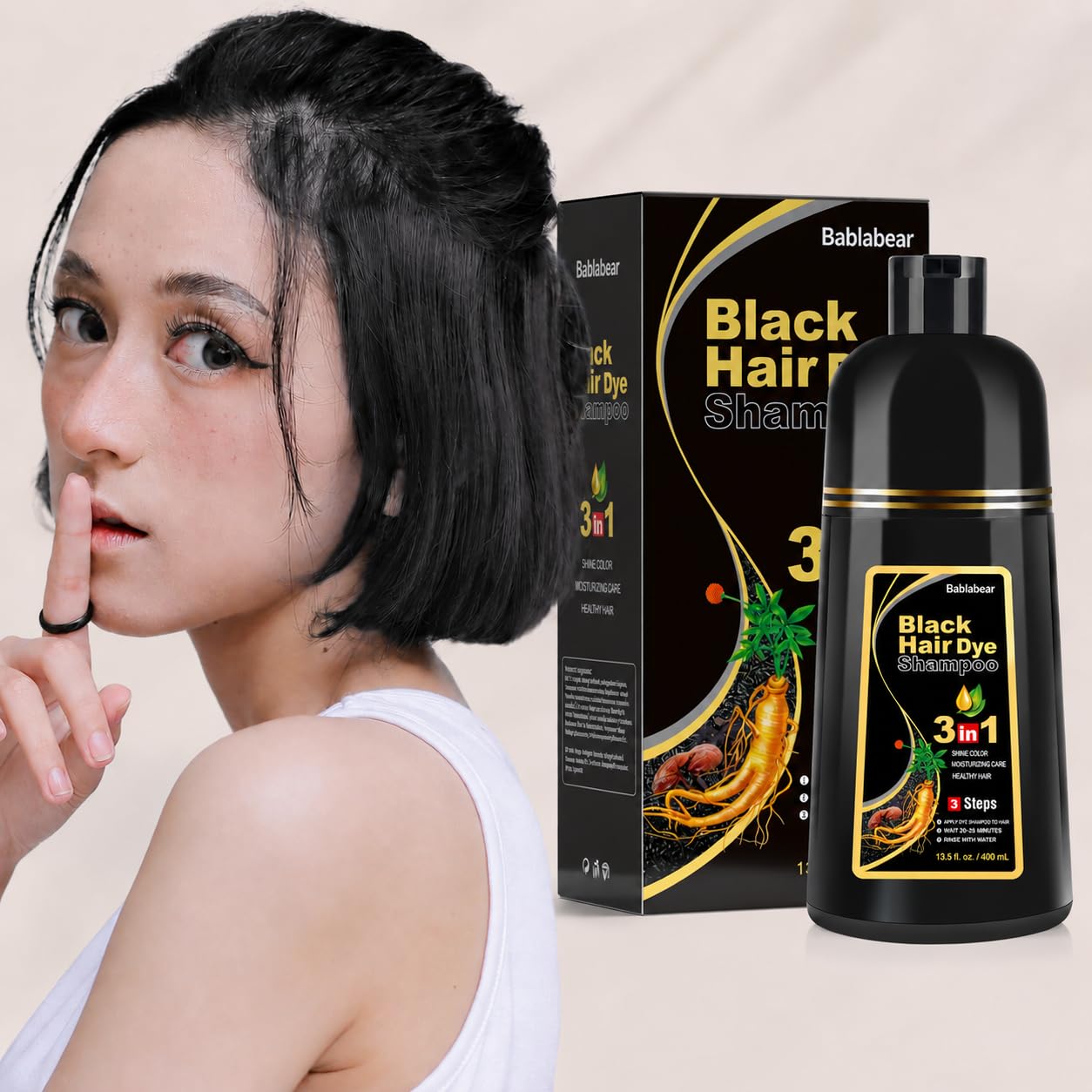 Thumbnail 4 de Bablabear Black Hair Dye Shampoo 500ml ๐โ