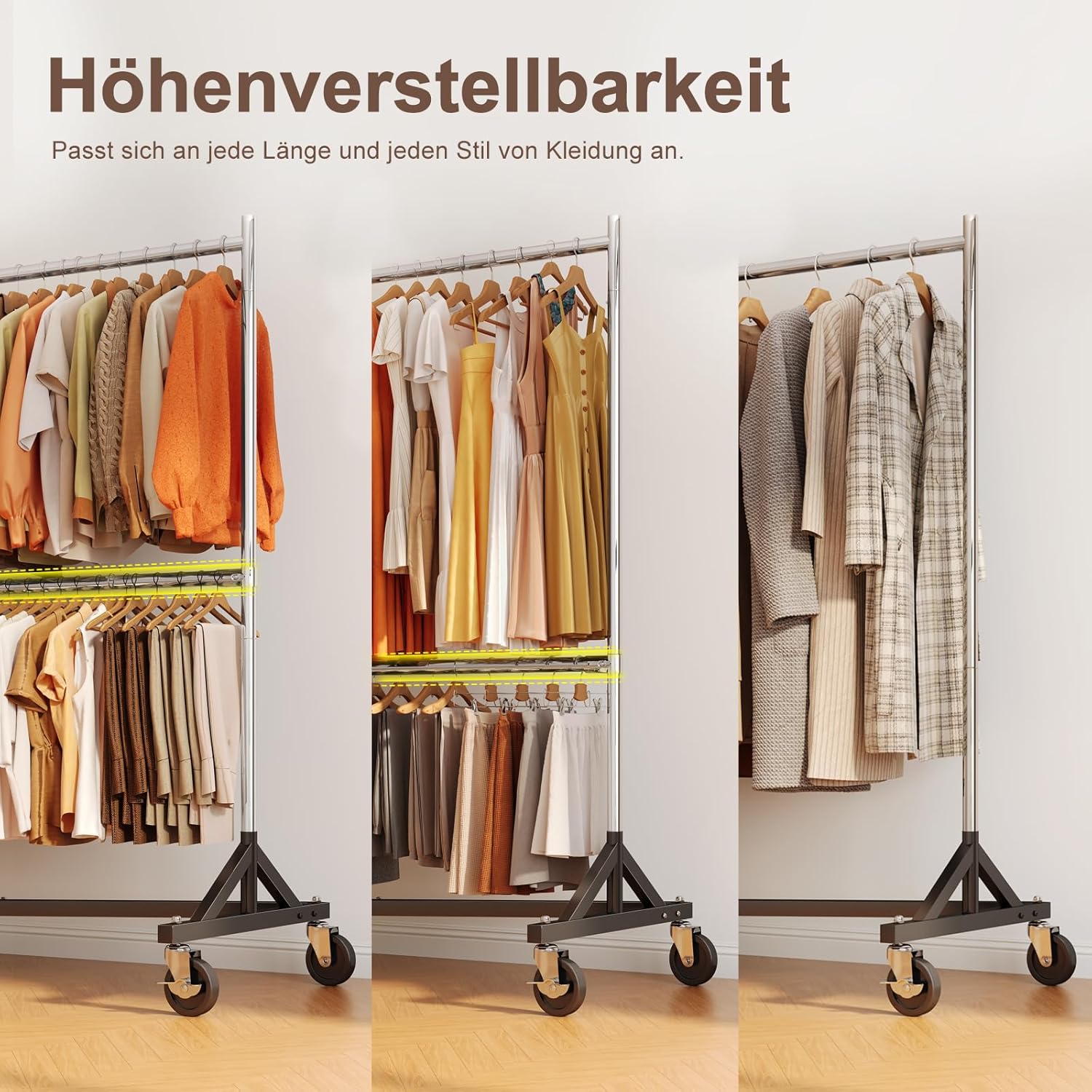 Thumbnail 1 de HOKEEPER kommerzieller Kleiderständer mit Z-Ständer und Rollen, 250 kg Tragkraft