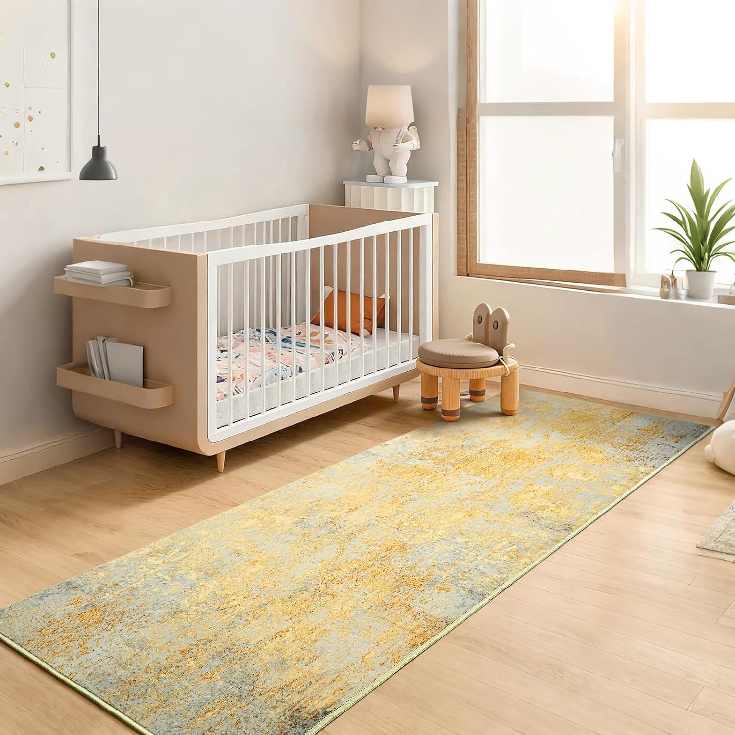 Detalle 2 de Ompaa 8 x 10 ft synthetic wool rug, boho, orange 📐