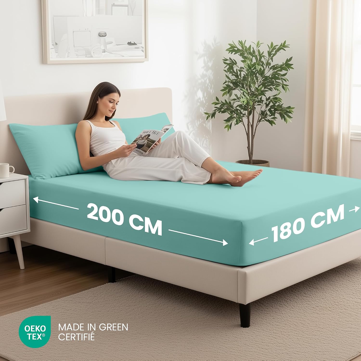 Thumbnail 1 de Utopia Bedding Draps housses 180 x 200 cm, 35 cm