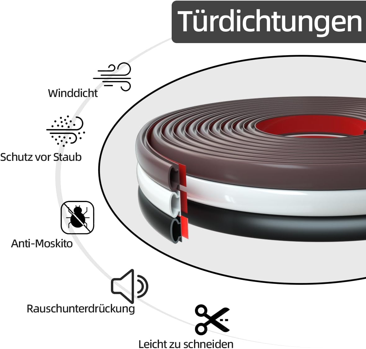 Thumbnail 6 de Dichtungsband Türdichtung D‑Schwarz 6 m 🪟