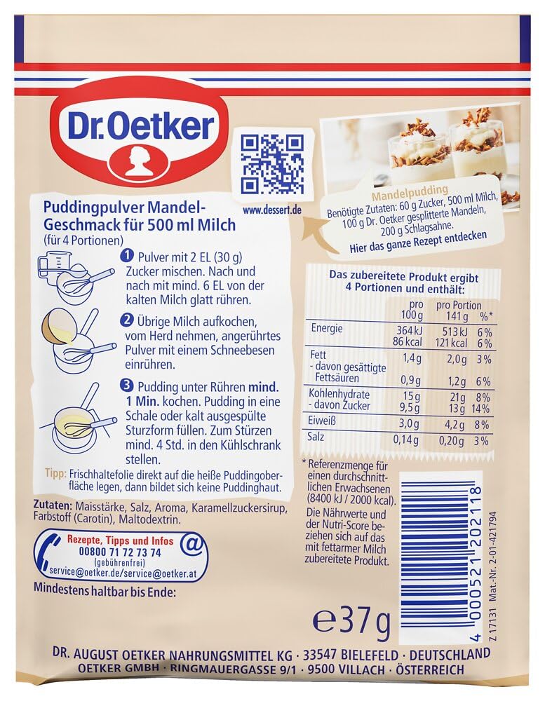 Detalle 2 de Pudding Mandel Geschmack 9er Pack