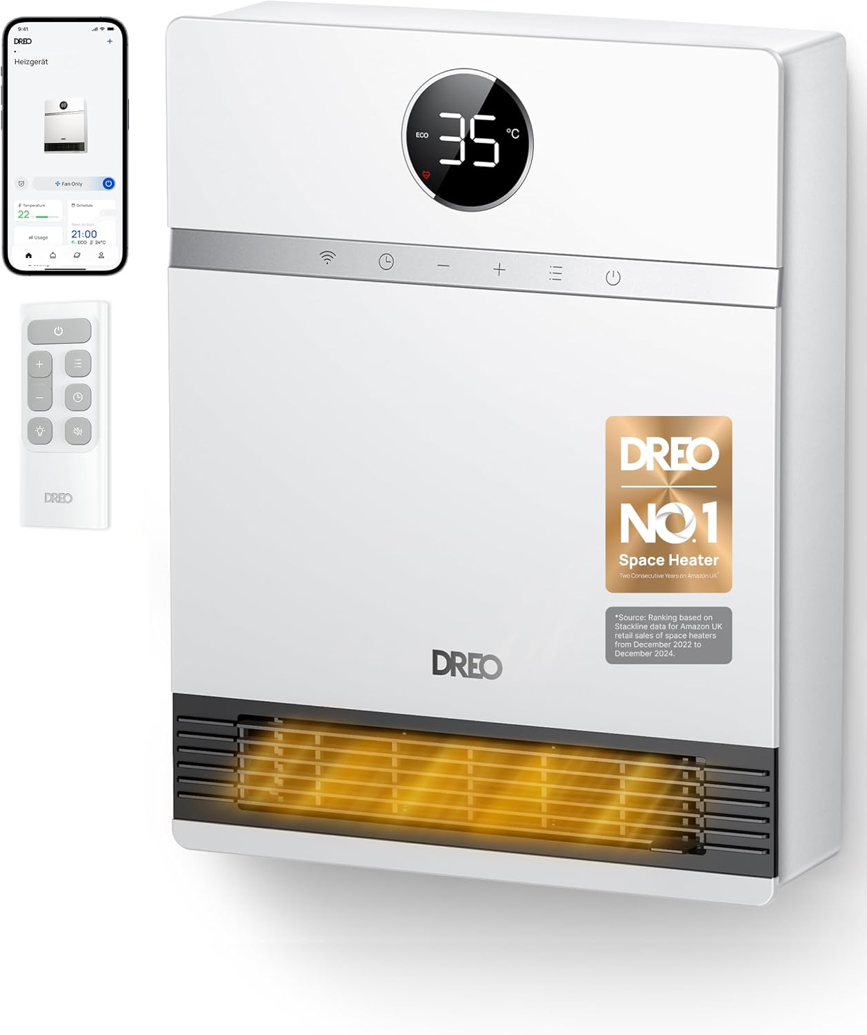 Dreo Smart Electric Wall Heater 30° oscillation 🛋