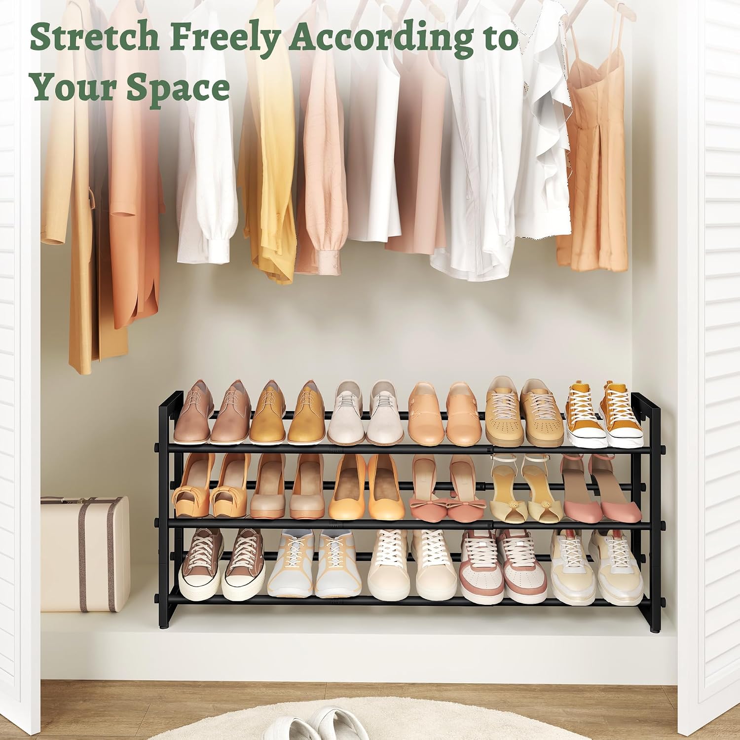 Detalle 2 de FAVOOSTY Expandable Shoe Rack, 3-Tier
