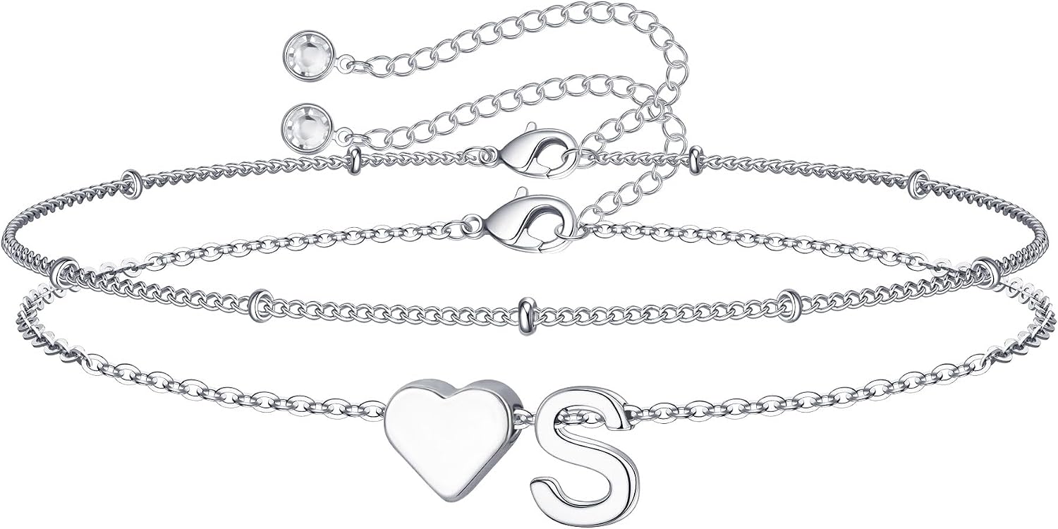 Detalle de Bracelet TINGN pour femme doré et argenté, cœur multicouche, lettres personnalisables
