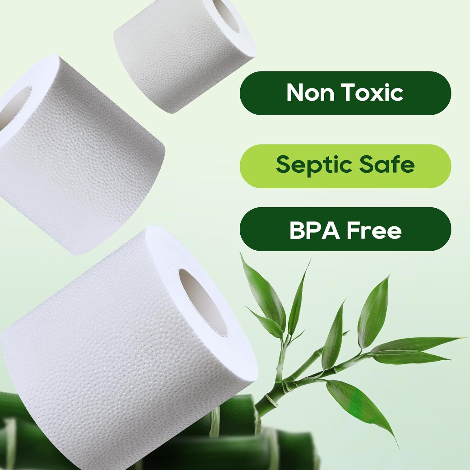 Detalle de ECOLipak Bamboo Toilet Paper – 24 Double Rolls, Septic Safe, 2-Ply, Tree-Free