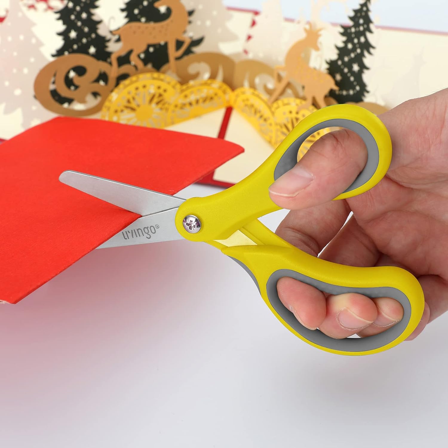Detalle 2 de LIVINGO Kinderschere 12,7 cm für Links- und Rechtshänder – stumpfe Spitze mit Abdeckung, sicher & langlebig
