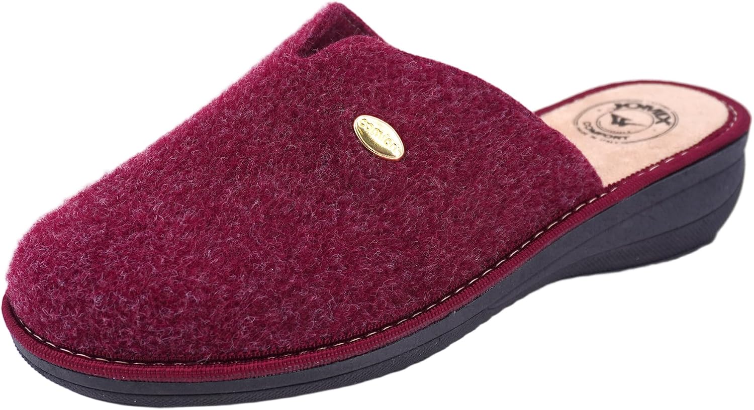 Detalle de JOMIX pantoffels voor dames met sleehak, van vilt en orthopedisch