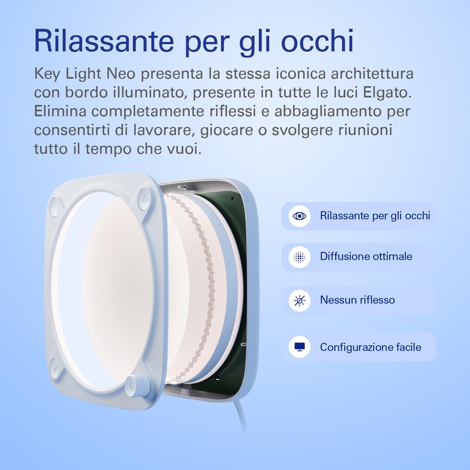 Thumbnail 3 de Elgato Key Light Neo con supporto per monitor: luce per videochiamate e streaming con controllo onboard o Wi‑Fi