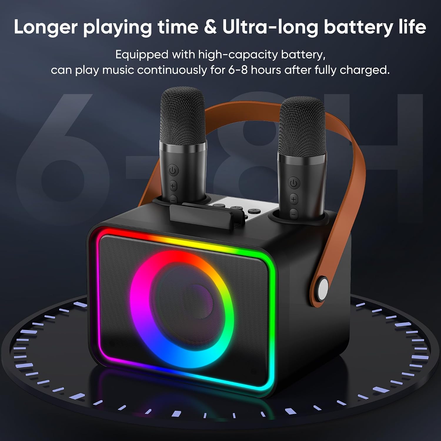 Detalle de Wowstar Karaoke Machine 2: Portable Bluetooth Karaoke Speaker with 2 mics and Disco Lights