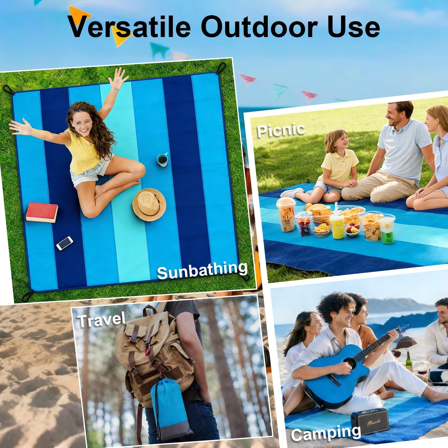 Thumbnail 6 de PLACHIDAY Beach Blanket - Extra Large 210x200cm Sandproof & Waterproof Mat