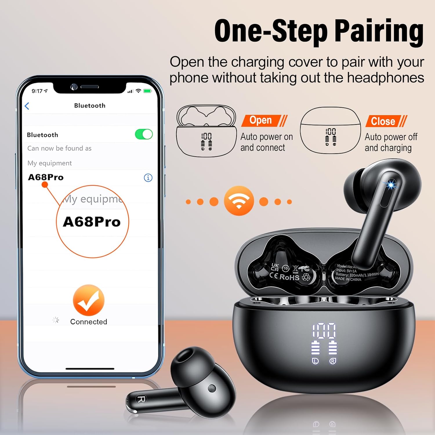 Thumbnail 6 de KI Kopfhörer Übersetzer (A68 Pro) – Bluetooth 5.4 Sprachübersetzer mit 164 Sprachen, ENC-Mikrofon