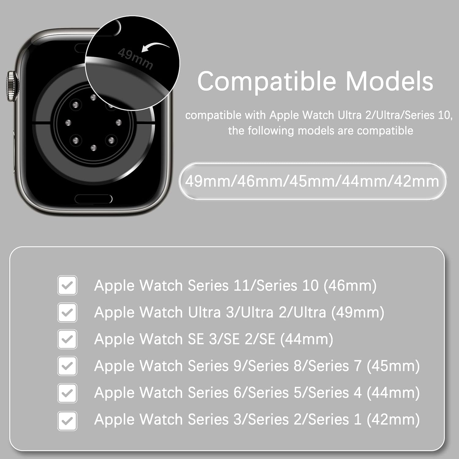 Detalle de Hinnwer Nylon Elastic Braided Strap for Apple Watch (42–49mm) with Magnetic Clasp