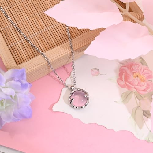 Thumbnail 4 de Weviway Pink Crystal Pendant Necklace with Silver Cable Chain – 45 cm