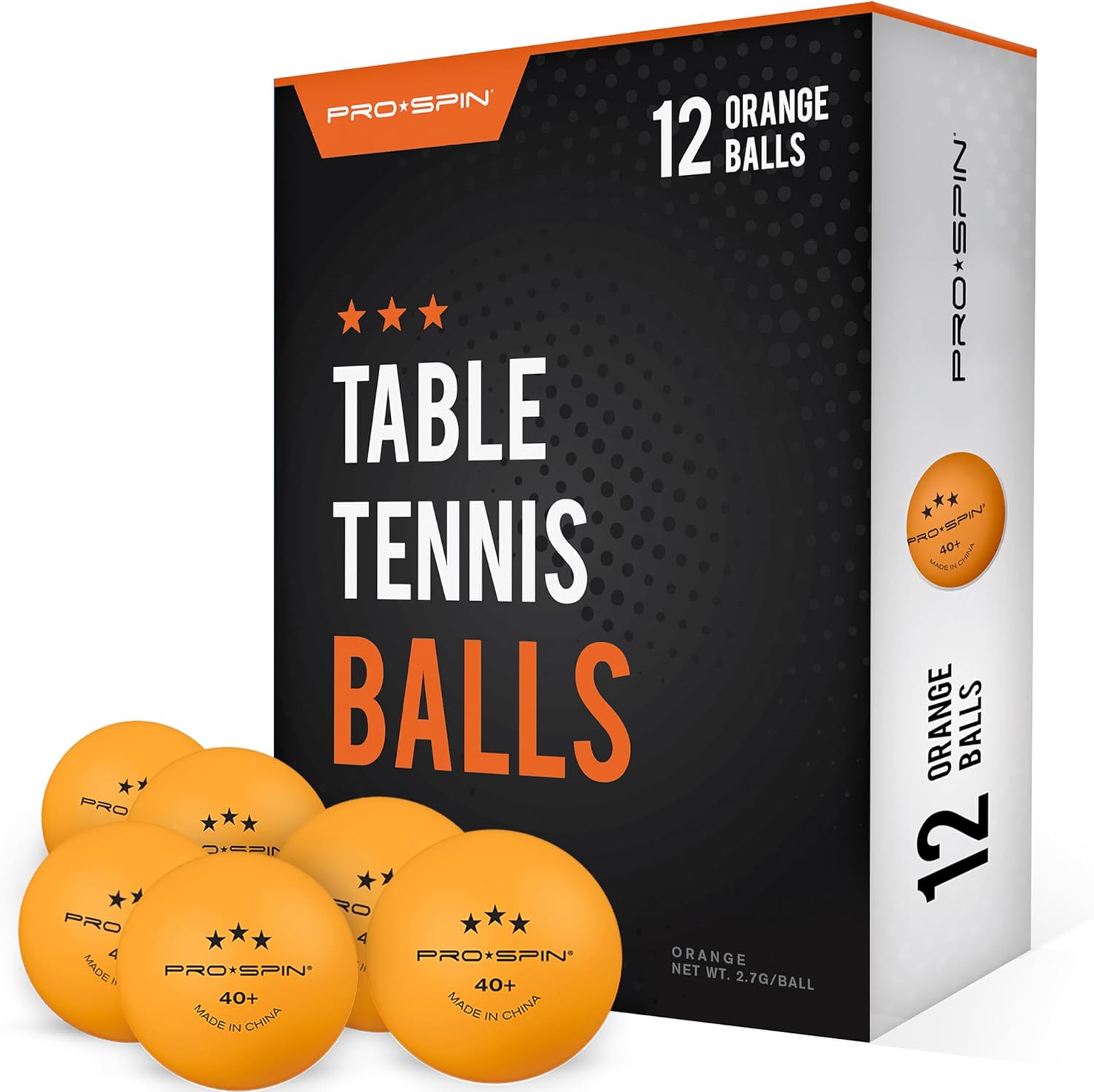 PRO-SPIN Palline da Ping Pong arancioni 3 stelle 40+