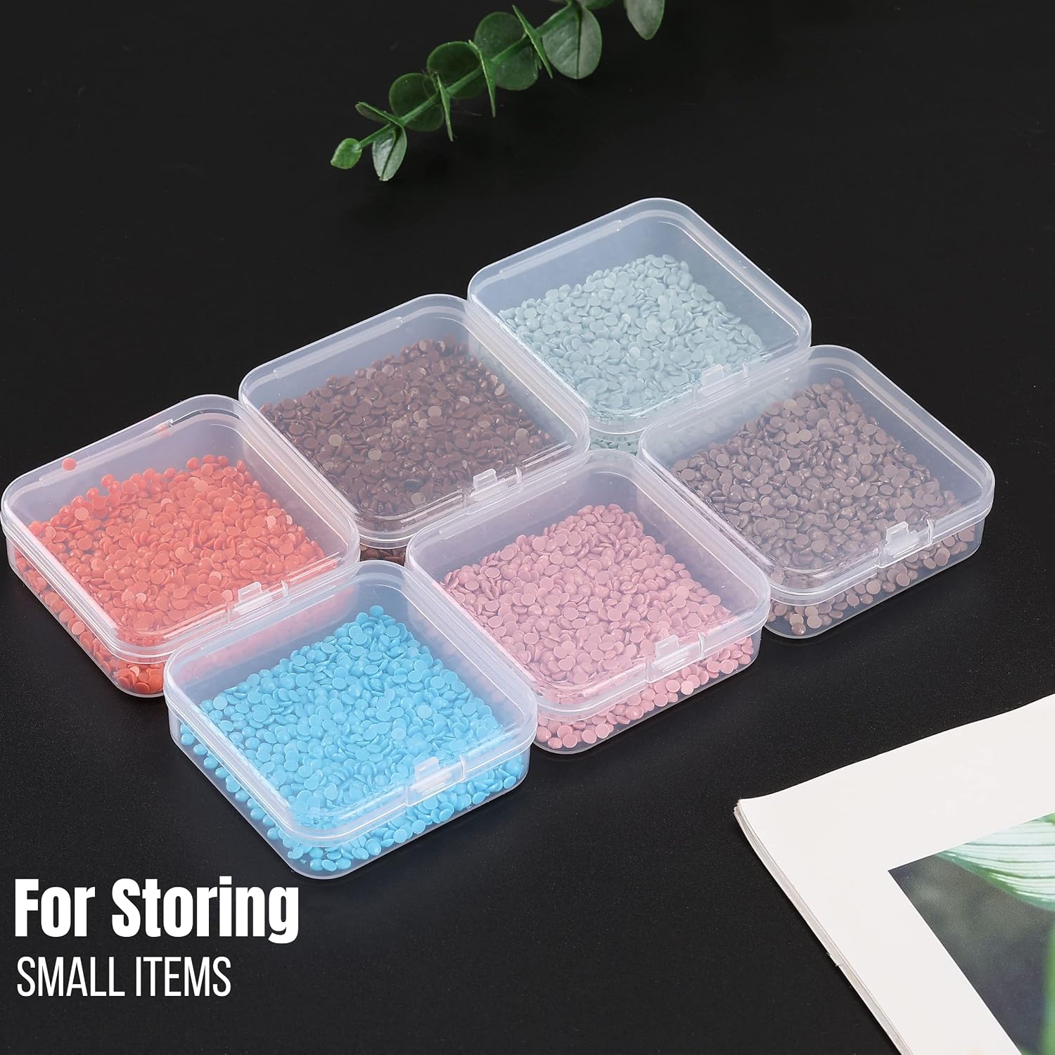 Detalle de Mr. Pen CQT12 Bead Organizer Boxes, 12 Clear Stackable Plastic Cases