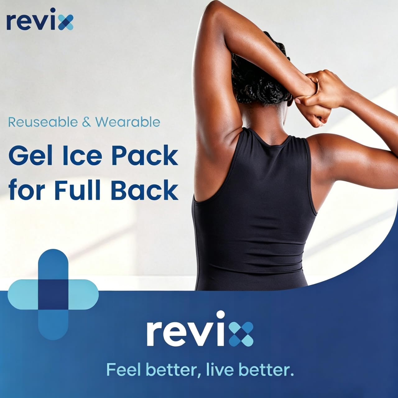 Detalle 2 de REVIX XXL Back Ice Pack, Reusable 13” x 21” Gel Wrap, Navy