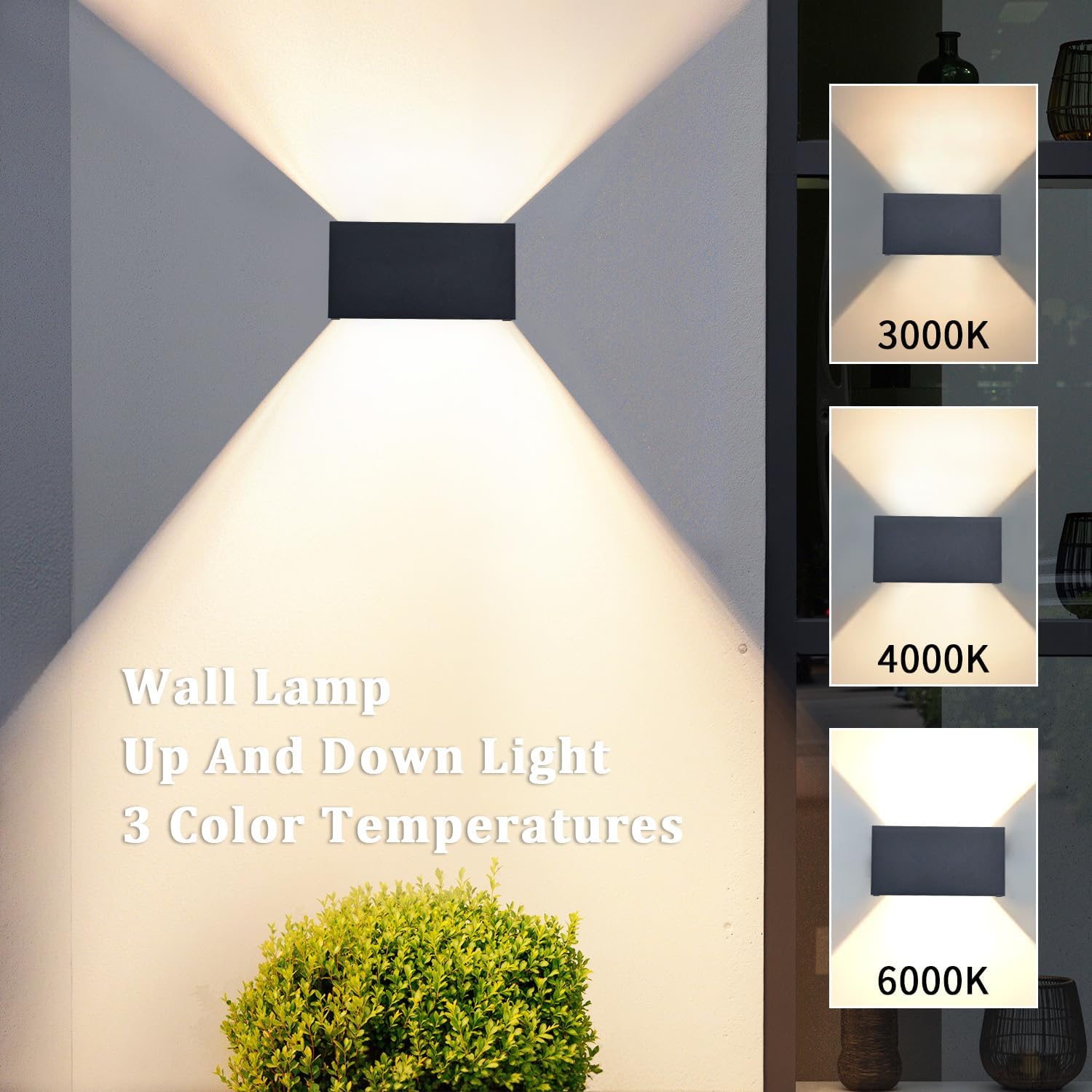 Detalle de EBION LED Wall Lights: Up & Down Indoor/Outdoor, IP54, 6W, Anthracite