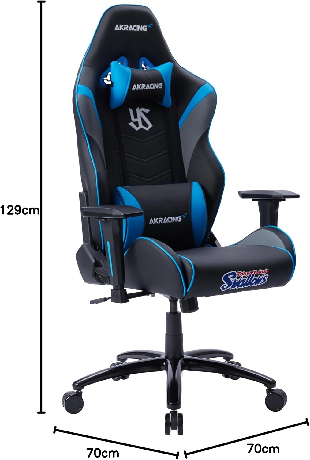 Detalle 2 de AKRacing 東京ヤクルトスワローズ ゲーミングチェア 高耐久PUレザー・180度リクライニング・昇降式アームレスト