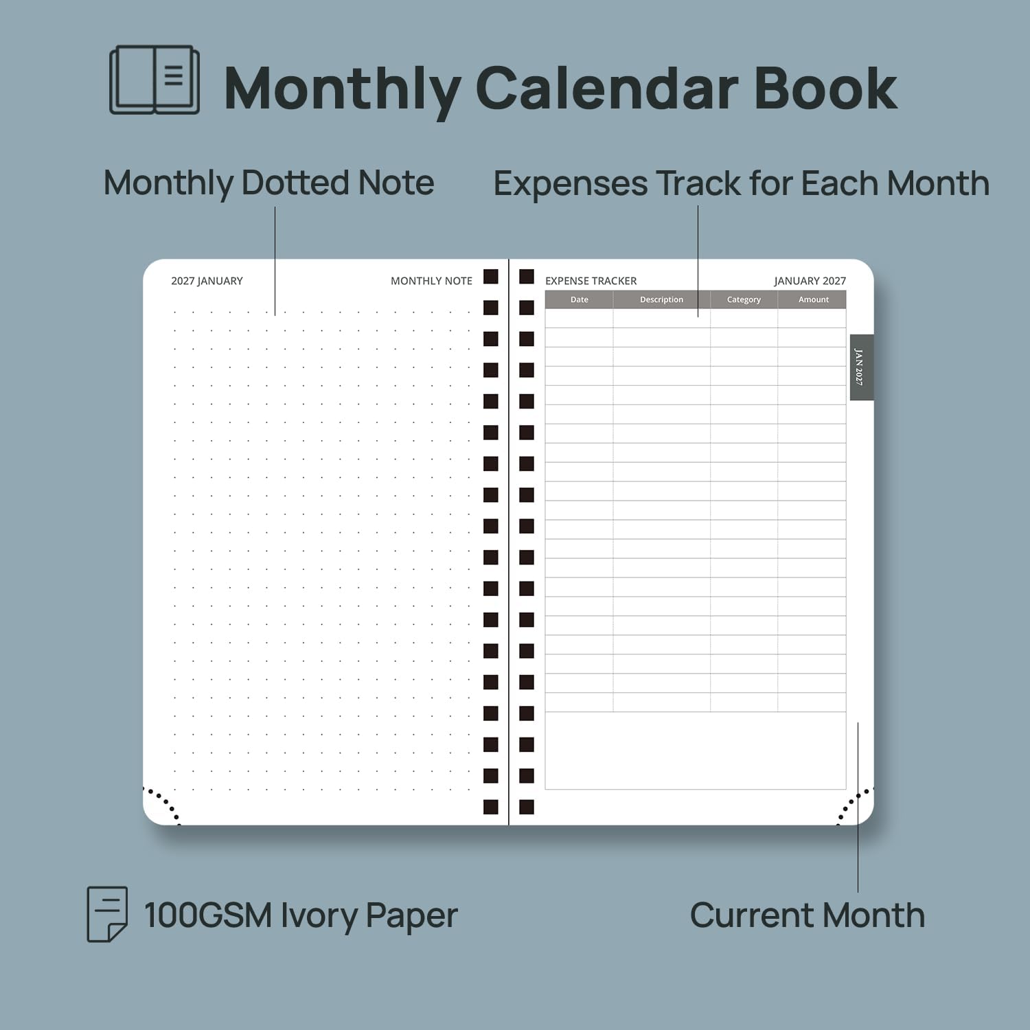Detalle 2 de POPRUN 2027–2028 Monthly Planner, 4.5" x 6.25" Pocket Calendar