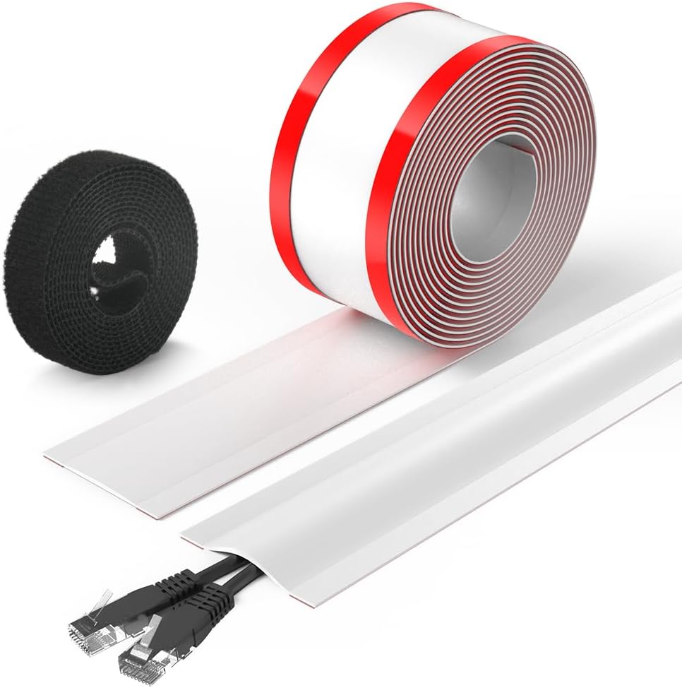 Detalle de OSDUE 5796239 kabelgoot, zelfklevend wit PVC, 4 x 1 meter