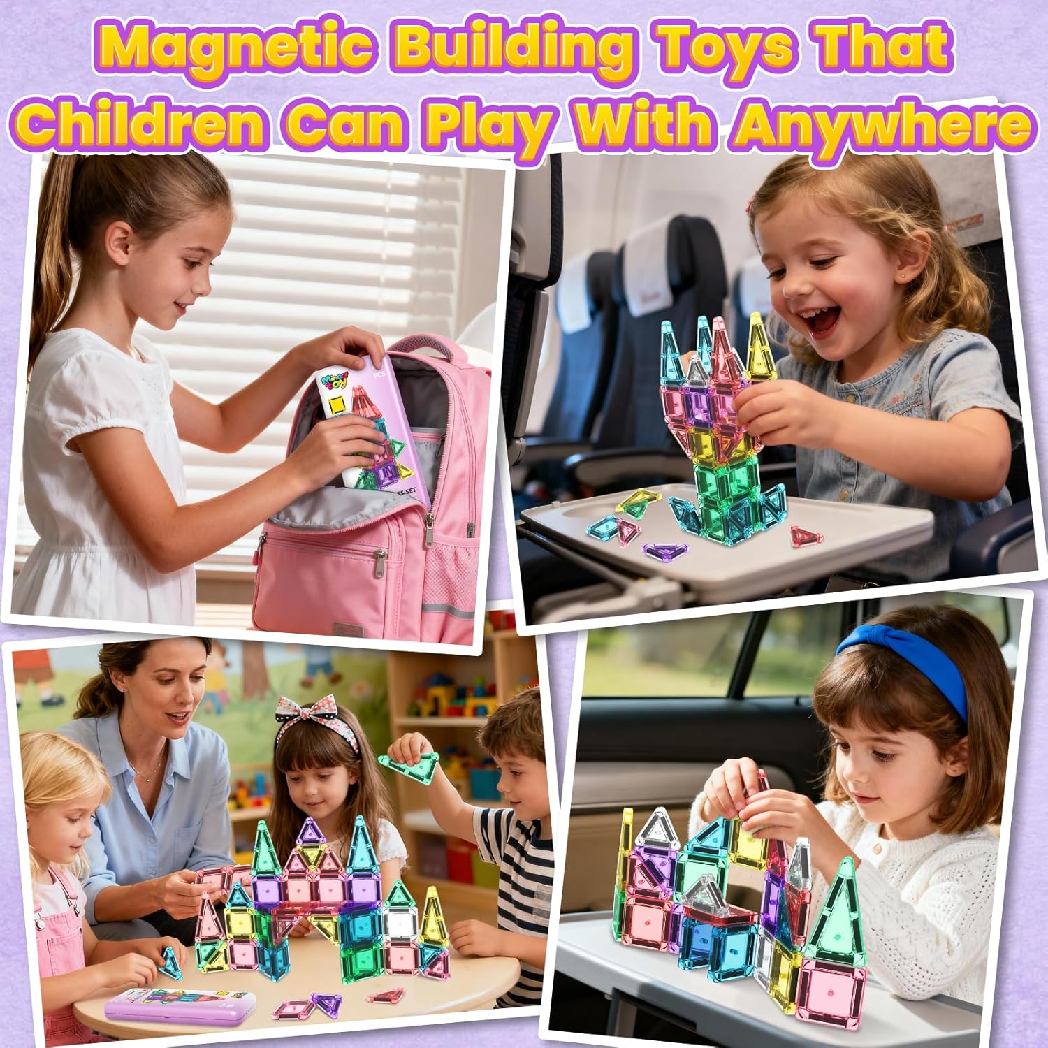 Thumbnail 5 de 40PCS Magnetic Tiles Mini Travel Set