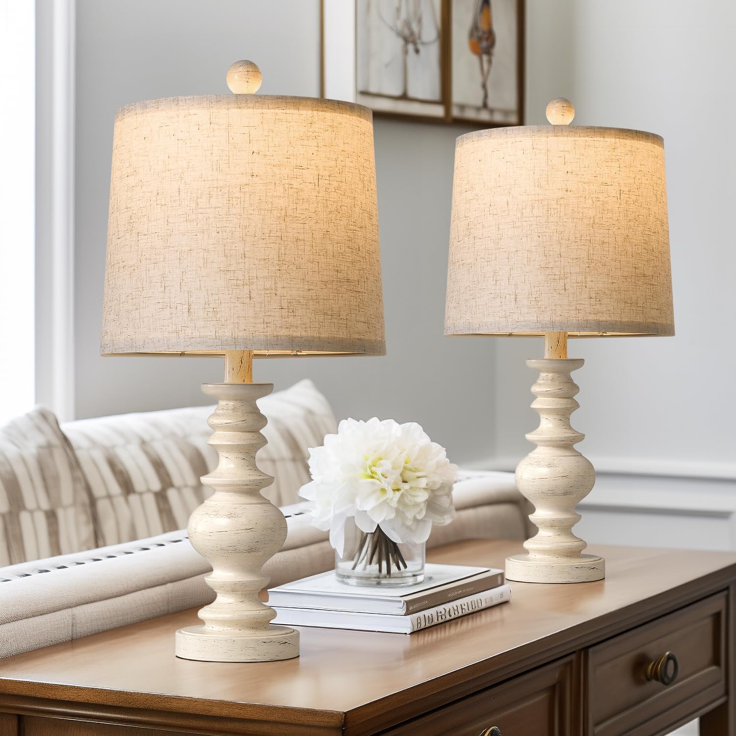Detalle de BOBOMOMO Tradition AMZ-T2026LIN Table Lamps, Set of 2, 20.5-Inch Rustic