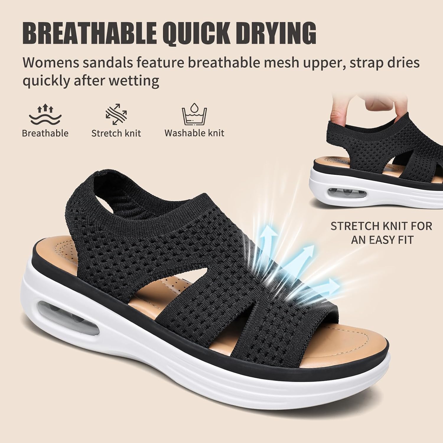 Detalle 2 de Hanani Women Walking Sandals with Air Cushion Heel Support