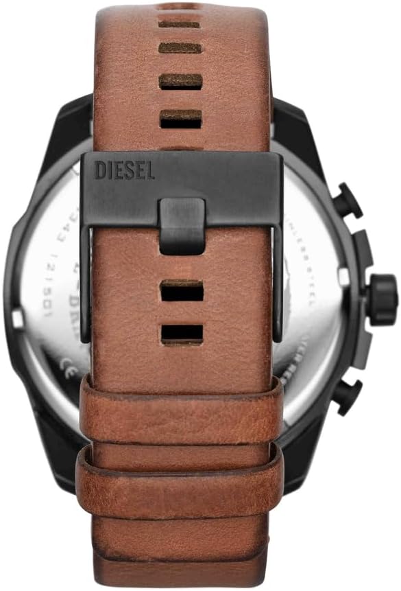 Thumbnail 5 de Diesel Mega Chief Series – Montre homme chrono, boîtier 51 mm, cadran noir et bracelet cuir marron