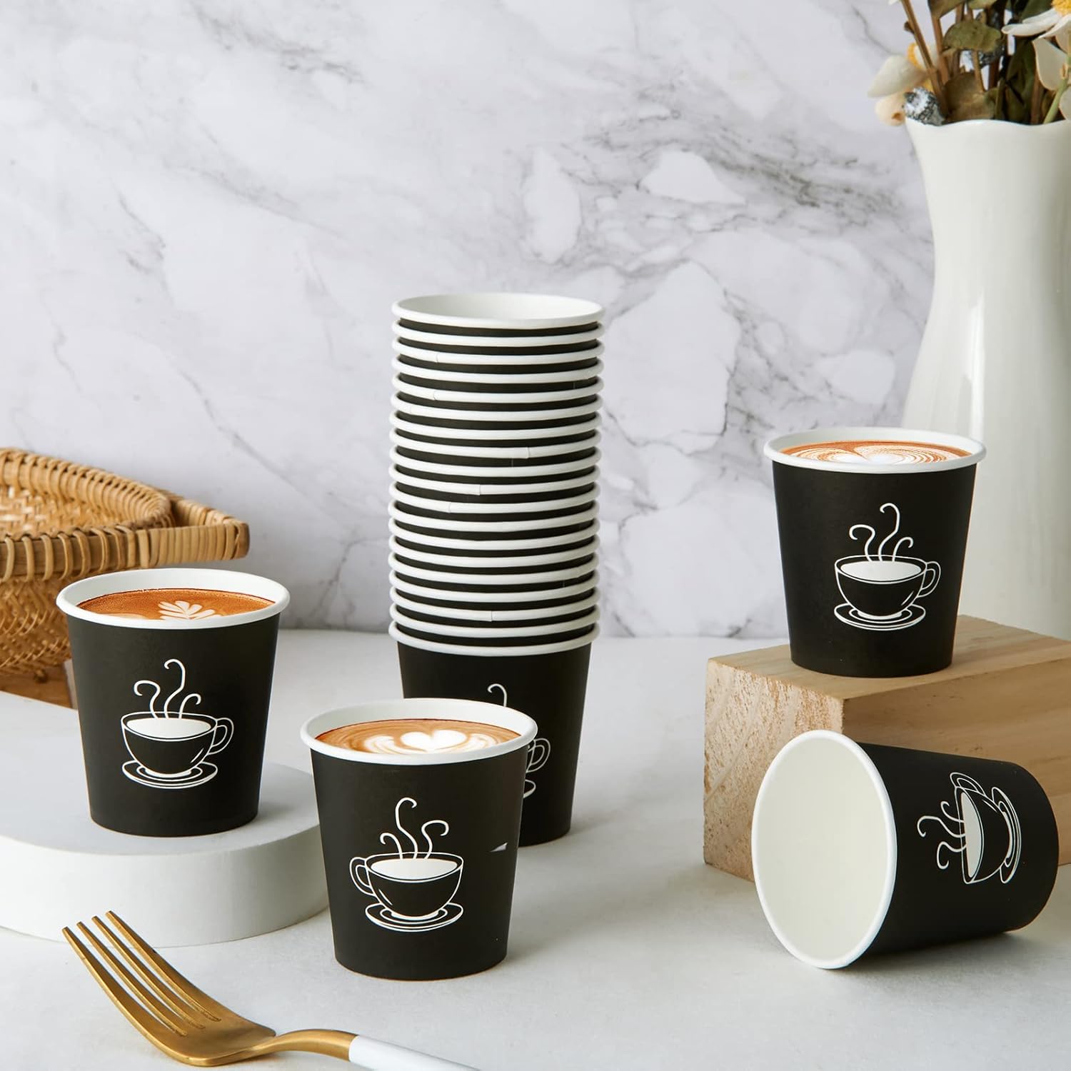 Thumbnail 4 de TV TOPVALUE 600 Pack 4 oz Paper Cups (Small Disposable Coffee/Espresso Cups) for Hot & Cold Drinks