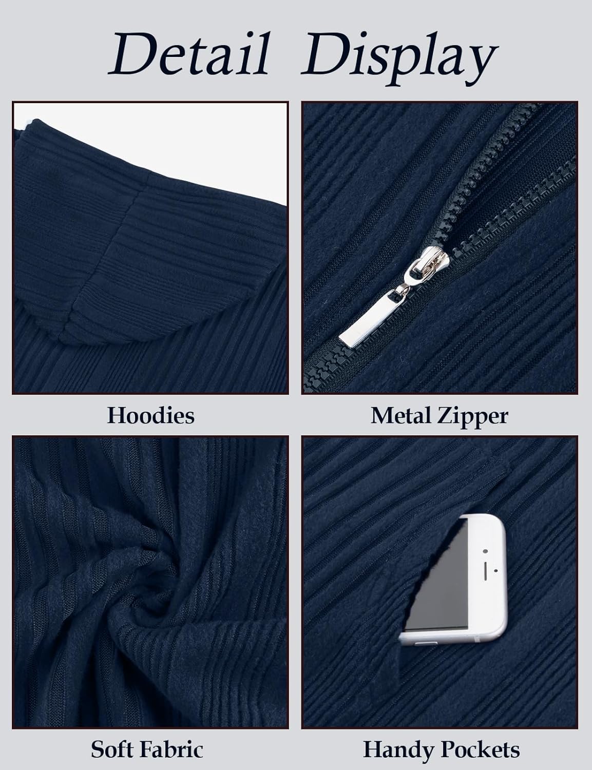 Thumbnail 4 de Flikity women’s zip-up cardigans hoodie with large pockets (M–XXL) – lightweight casual tunic jacket
