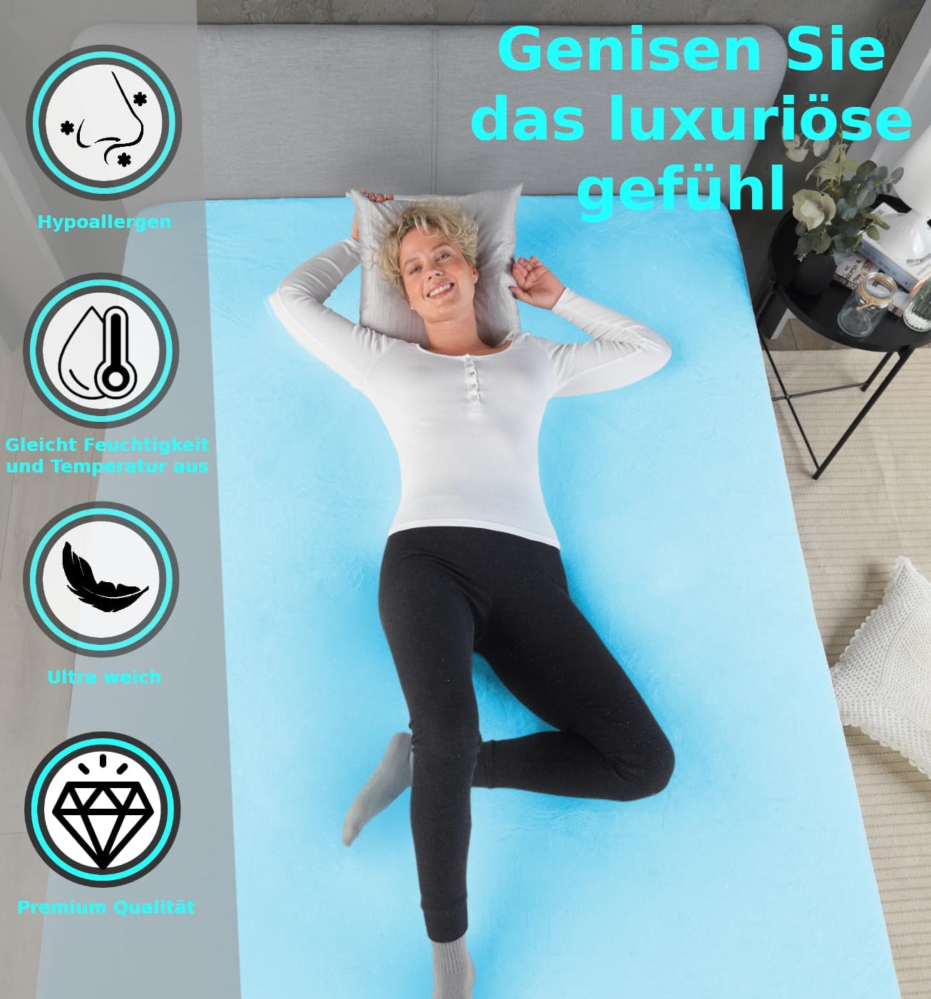 Thumbnail 2 de MALIKA® Premium Spannbettlaken 90-100×200 cm