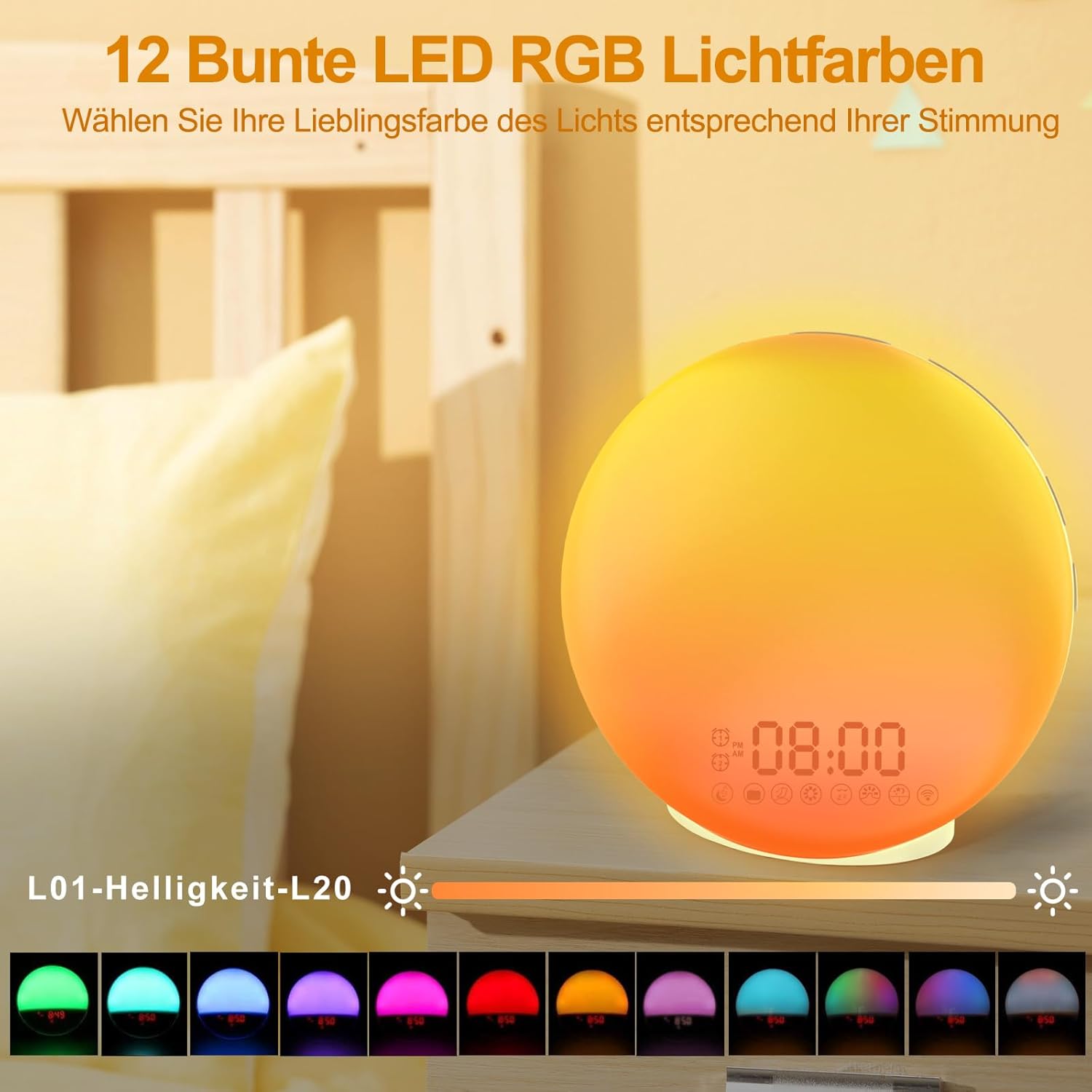 Detalle 2 de Cadrim Wake Up Light Despertador 2 alarmas