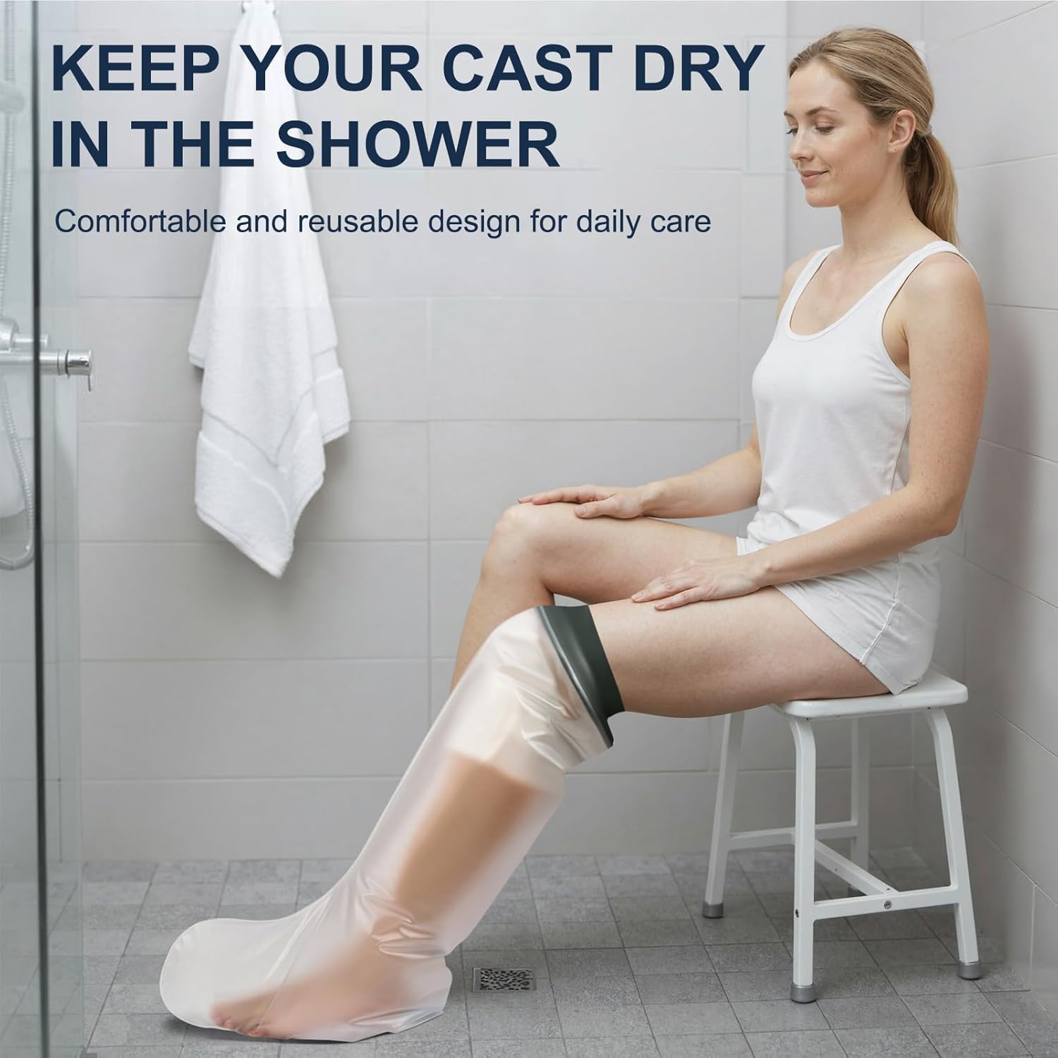Thumbnail 4 de Apasiri Waterproof Cast Cover for Shower – Reusable Non-Latex Leg Cast Protector (Watertight Seal)