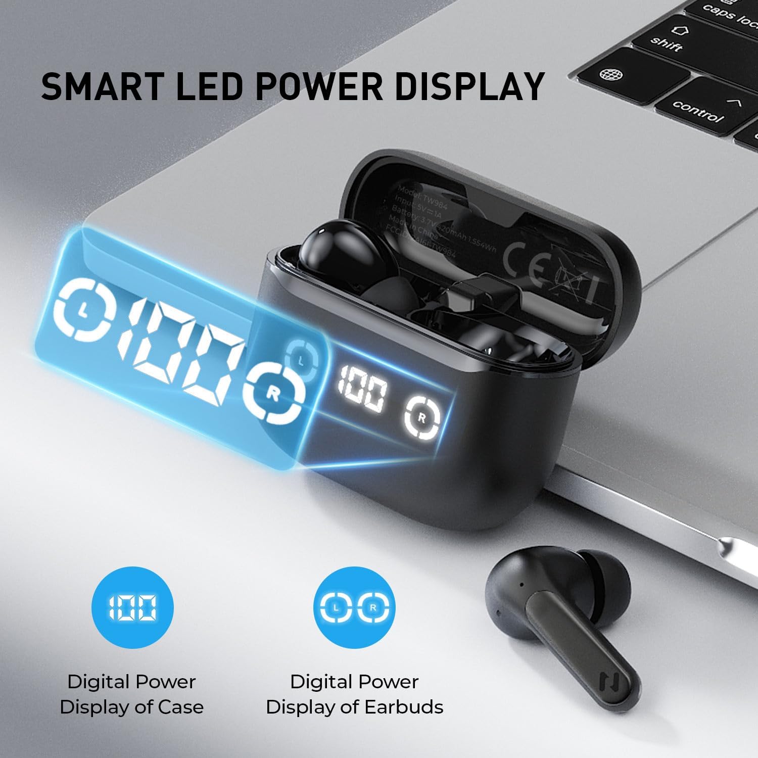 Detalle de havit NC01T Active Noise Cancelling Wireless Earbuds with Bluetooth 5.4 and 4-Mic ENC